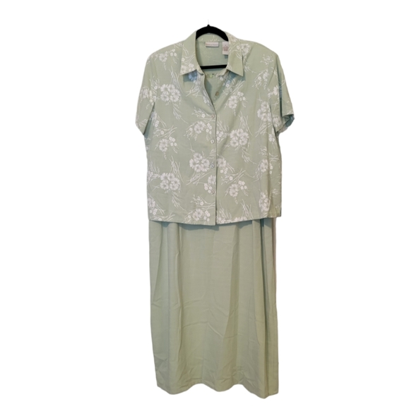 Draper's & Damon's Tropical Green Dress with Button Up Size XL - Picture 2 of 14